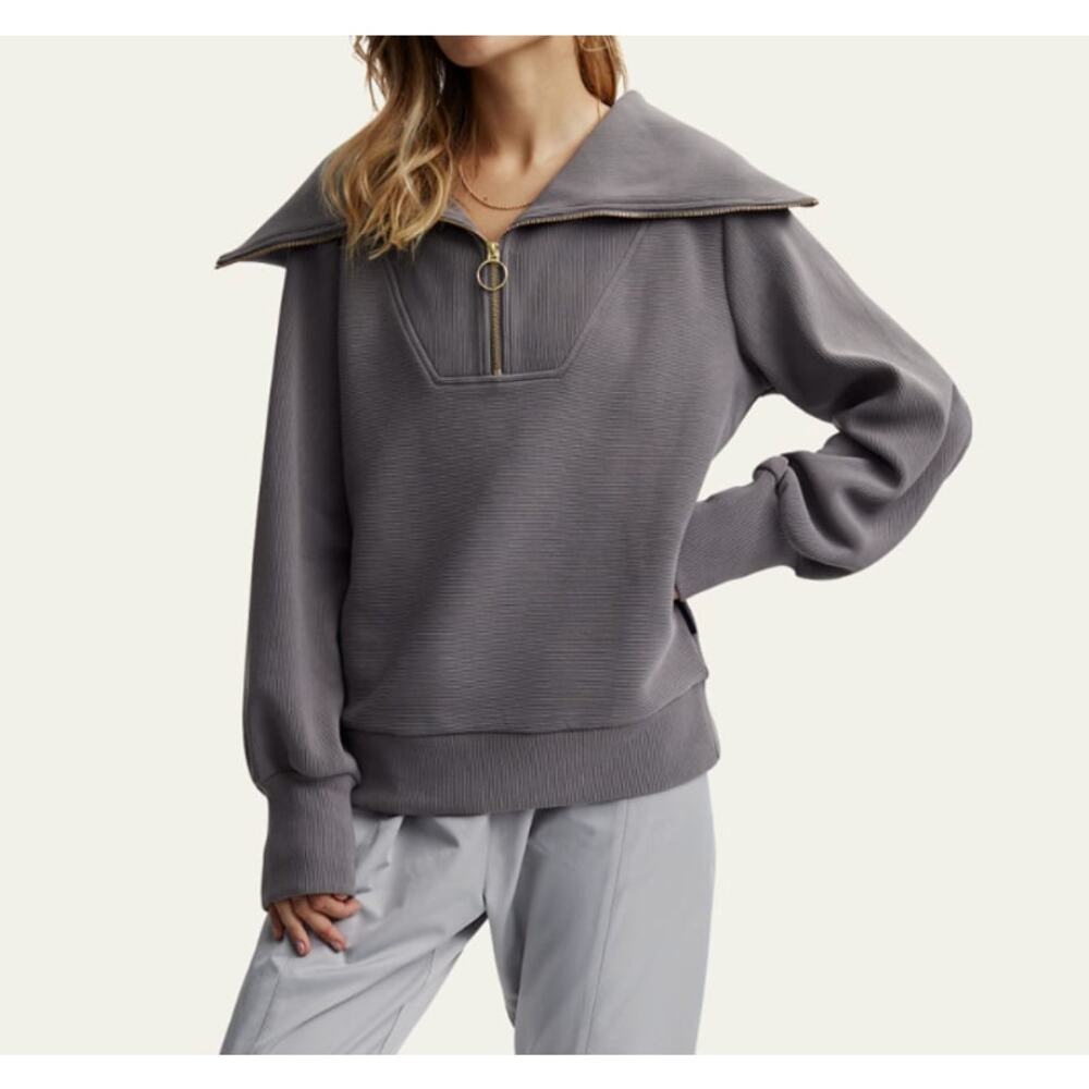 Varley Vine Oversized 1/2-Zip Pullover Sweatshirt Charcoal sz XS Long Sleeve - Picture 9 of 10